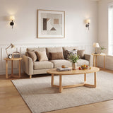 Nesting Coffee Table Set of 3 with Wood Veneered Top and Solid Rubber Wood Legs for Living Room