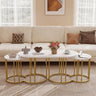 Nesting Coffee Table Set of 3 with Faux Marble Tabletop and Powder-coated Gold Metal Frame