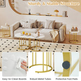 Nesting Coffee Table Set of 3 with Faux Marble Tabletop and Powder-coated Gold Metal Frame