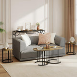 Nesting Coffee Table Set of 3 with Faux Marble Tabletop and Powder-coated Gold Metal Frame