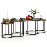 Nesting Coffee Table Set of 3 with Faux Marble Tabletop and Powder-coated Gold Metal Frame