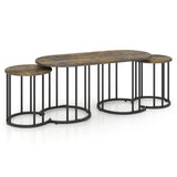 Nesting Coffee Table Set of 3 with Faux Marble Tabletop and Powder-coated Gold Metal Frame