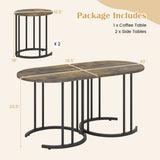 Nesting Coffee Table Set of 3 with Faux Marble Tabletop and Powder-coated Gold Metal Frame