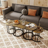 Nesting Coffee Table Set of 3 with Faux Marble Tabletop and Powder-coated Gold Metal Frame