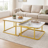 Nesting Coffee Table Set of 2 with Faux Marble Top and Metal Frame