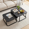 Nesting Coffee Table Set of 2 with Faux Marble Top and Metal Frame