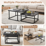 Nesting Coffee Table Set of 2 with Faux Marble Top and Metal Frame