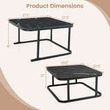 Nesting Coffee Table Set of 2 with Faux Marble Top and Metal Frame