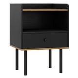 Nightstand Bedside End Table with Drawer and Open Shelf for Living Room Bedroom