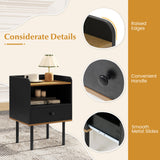 Nightstand Bedside End Table with Drawer and Open Shelf for Living Room Bedroom