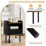 Nightstand Bedside End Table with Drawer and Open Shelf for Living Room Bedroom