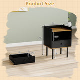 Nightstand Bedside End Table with Drawer and Open Shelf for Living Room Bedroom