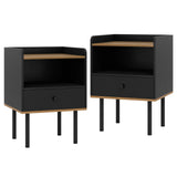 Nightstand Bedside End Table with Drawer and Open Shelf for Living Room Bedroom