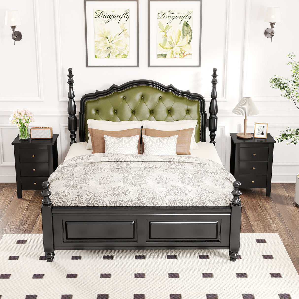 Nightstand End Beside Table Drawers Modern Storage Bedroom Furniture