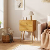 Modern Nightstand Bedside Table Mid Century with 2 Drawers