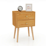 Modern Nightstand Bedside Table Mid Century with 2 Drawers