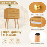Modern Nightstand Bedside Table Mid Century with 2 Drawers