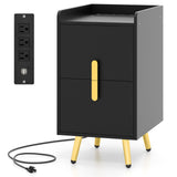 Nightstand Side Tables with 2 Drawers and 2 USB Ports