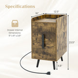 Nightstand Side Tables with 2 Drawers and 2 USB Ports