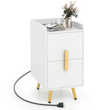 Nightstand Side Tables with 2 Drawers and 2 USB Ports