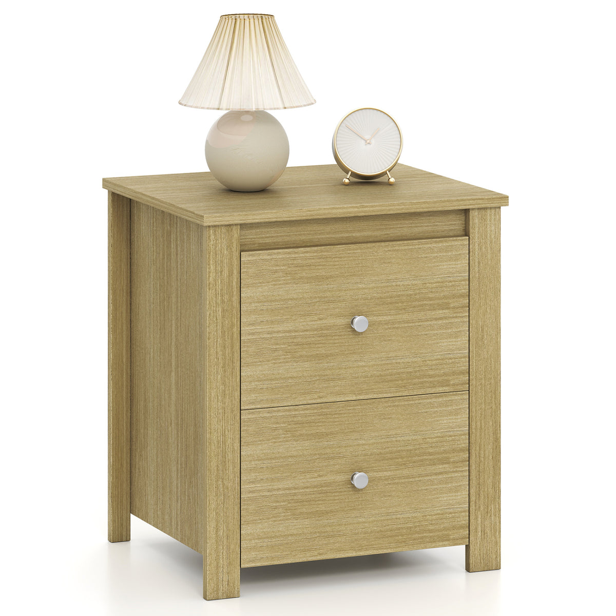 Nightstand with 2 Drawers & Storage for Bedroom Living Room Small Spaces