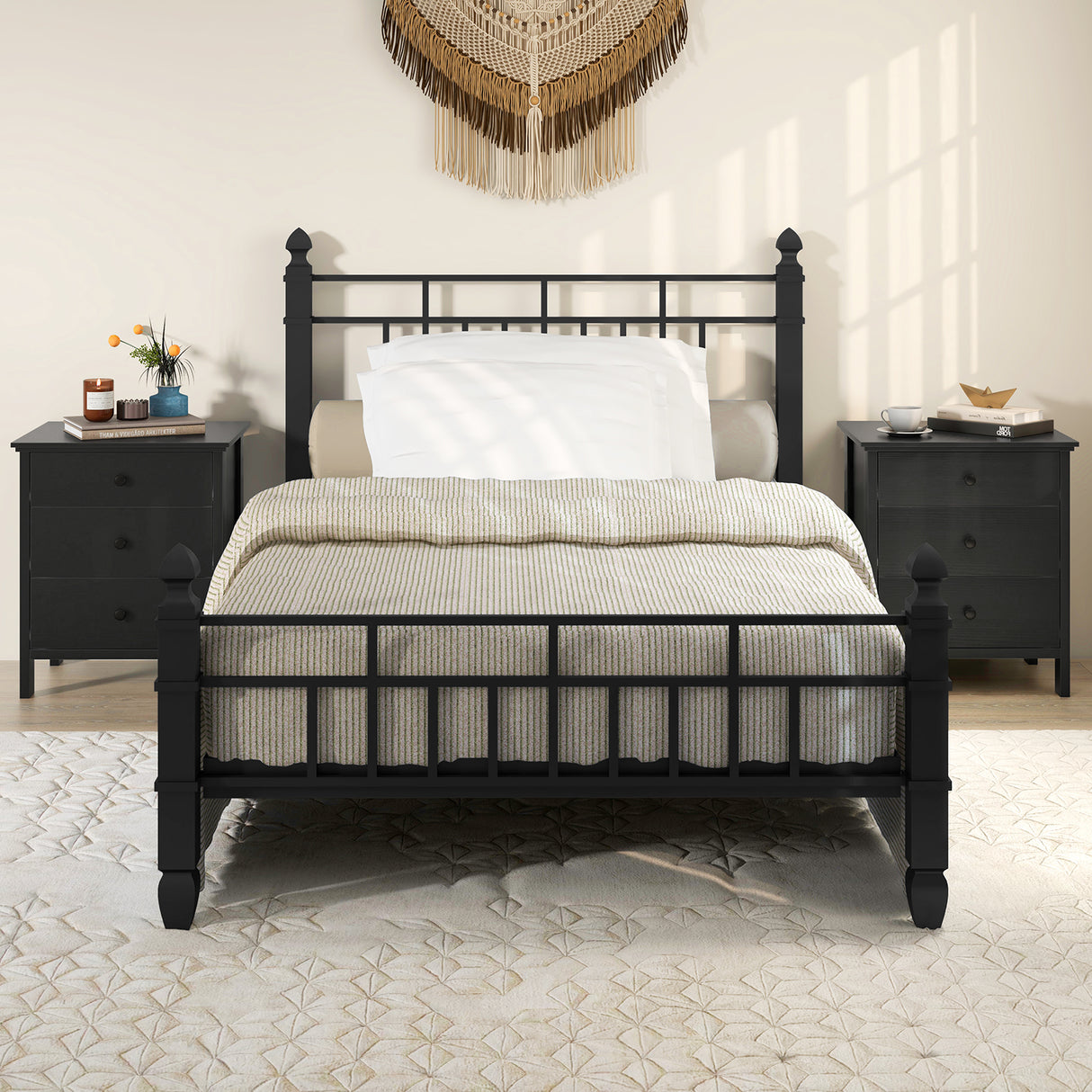 3-Drawer Wooden Nightstand Modern Bedside Table