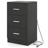 Nightstand with Charging Station End Table with 3 Storage Drawers Bedside Table for Bedroom