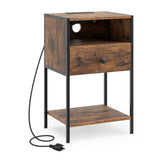 Nightstand with Charging Station Bedside Table with USB Ports and Outlets