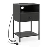 Nightstand with Charging Station Bedside Table with USB Ports and Outlets