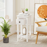 3-Tier Nightstand with Drawer and Open Storage Shelf
