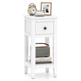 3-Tier Nightstand with Drawer and Open Storage Shelf