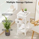 3-Tier Nightstand with Drawer and Open Storage Shelf