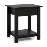 Nightstand with Drawer 3-Tier Modern Bedside Table with Open Shelf and Storage