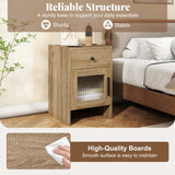 Nightstand with Drawer and Cabinet-Antique Brush White