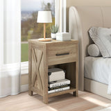 Nightstand with Drawer and Shelf-Natural