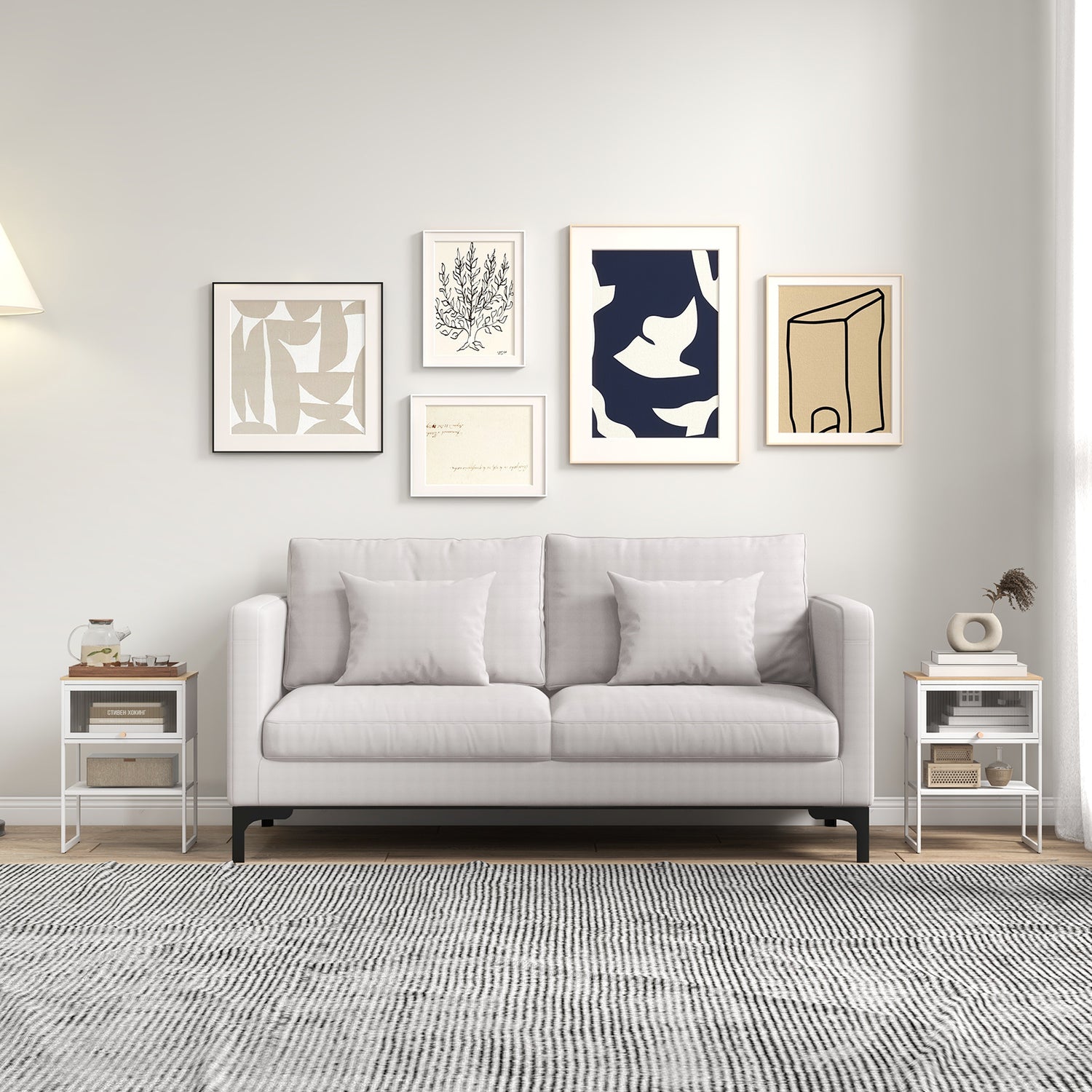Nightstand with Flip up Door Storage Shelf-White