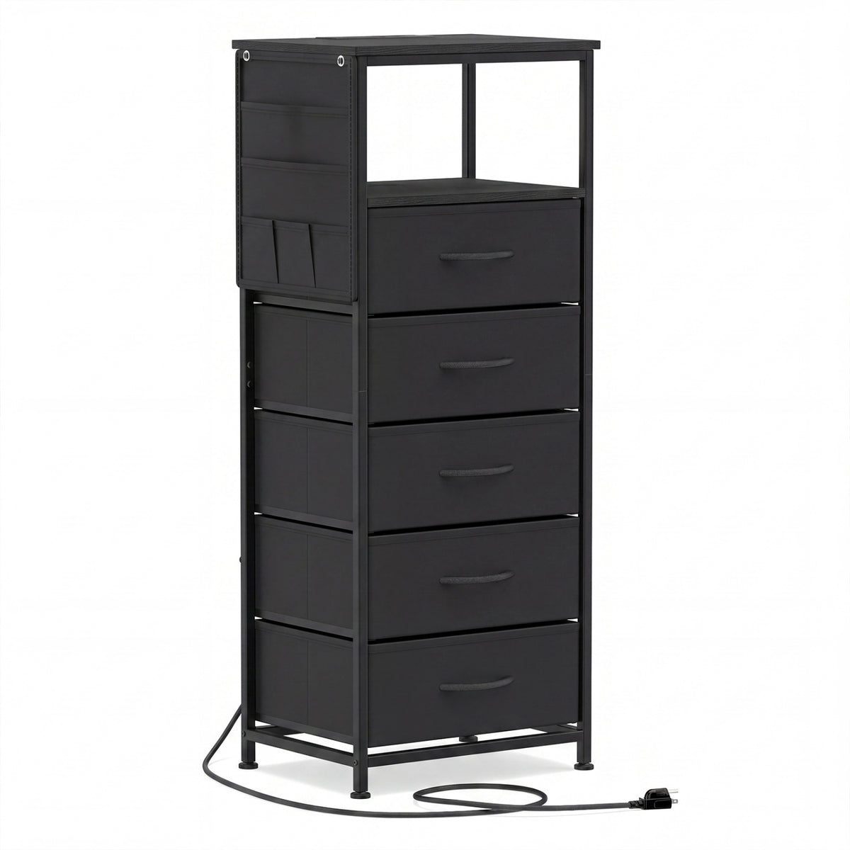 Nightstand with Integrated Charging Station 39 Inches Modern Bedside Table