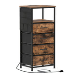 Nightstand with Integrated Charging Station 34" Modern Bedside Table