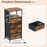 Nightstand with Integrated Charging Station 34" Modern Bedside Table