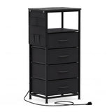 Nightstand with Integrated Charging Station 34" Modern Bedside Table