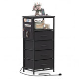 Nightstand with Integrated Charging Station 34" Modern Bedside Table