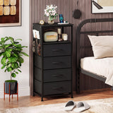 Nightstand with Integrated Charging Station 34" Modern Bedside Table