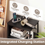 Nightstand with Integrated Charging Station 34" Modern Bedside Table