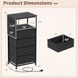 Nightstand with Integrated Charging Station 34" Modern Bedside Table