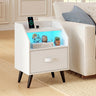 Nightstand with Power Outlets and Open Storage Shelf