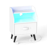Nightstand with Power Outlets and Open Storage Shelf