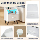 Nightstand with Power Outlets and Open Storage Shelf