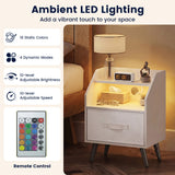 Nightstand with Power Outlets and Open Storage Shelf