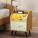 Nightstand with Power Outlets and Open Storage Shelf