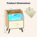 Nightstand with Power Outlets and Open Storage Shelf